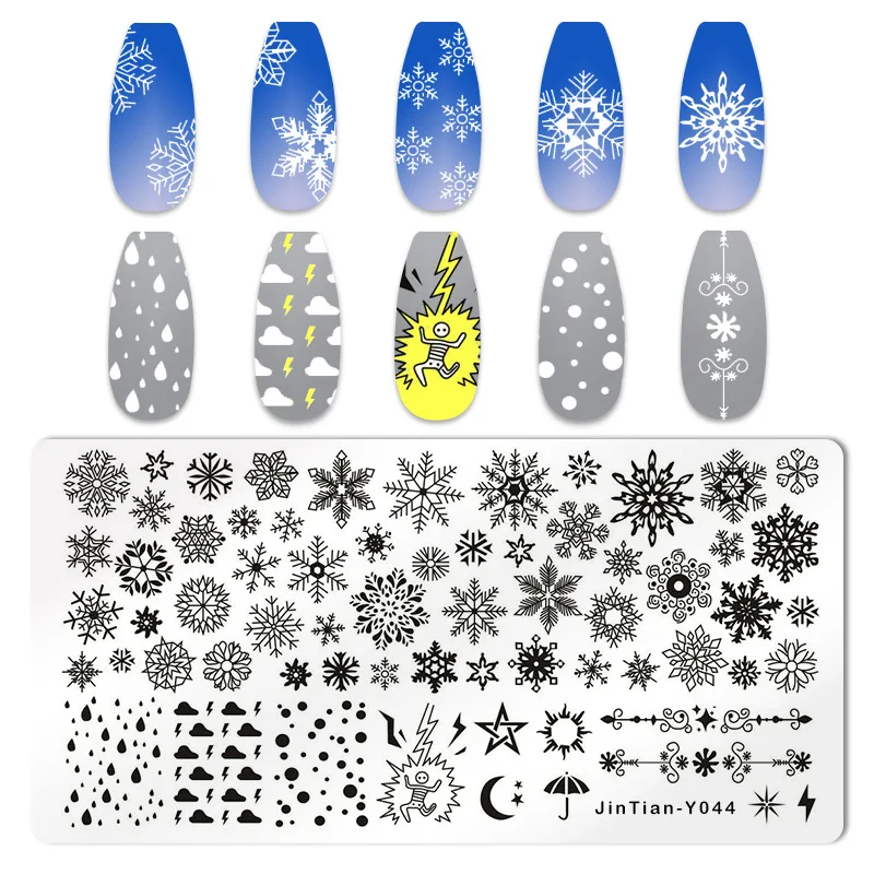 

Snowfake Nail Stamping Plates Stencil Tool Christmas Artist Gemetory Texture Christmas Nail Stamp Template Image Art Printing