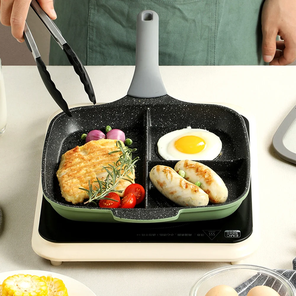 مقلاة البيض المقلي من كوكر كينج مقلاة مقلاة 3 في 1 مقلاة الإفطار متعددة الوظائف غير لاصقة فطيرة غداء الشواء #1
