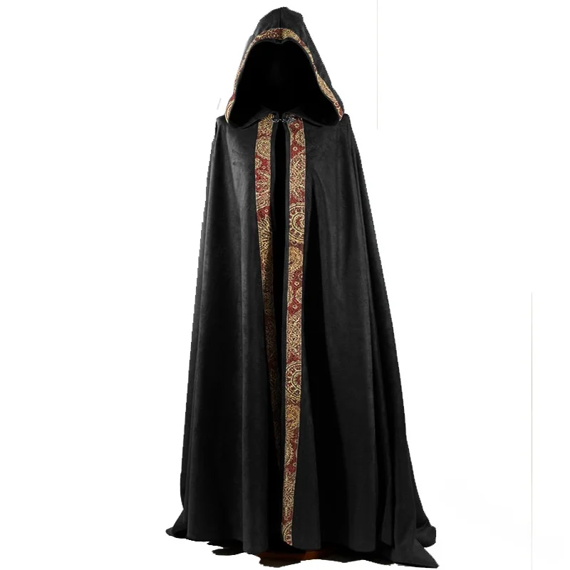 New Vintage Halloween Long Hooded Dress Women Stage Costume Traditional Chinese Ethnic Style Clothing Autumn Fashion Ladies