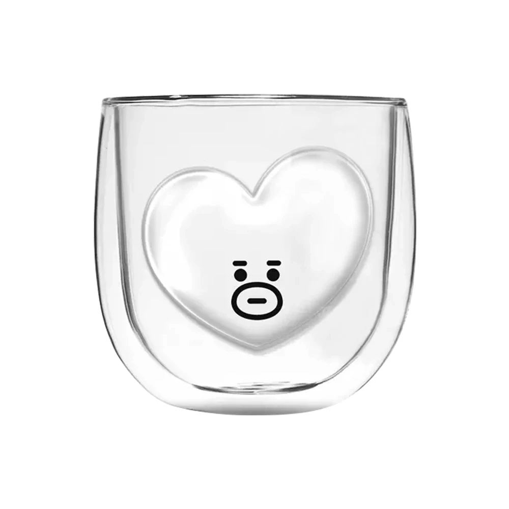 10 Oz Double Walled Glass Coffee Mugs, Cute Cartoon Borosilicate Glass Mugs, ,Perfect for Cappuccino,Tea, Espresso, Gift
