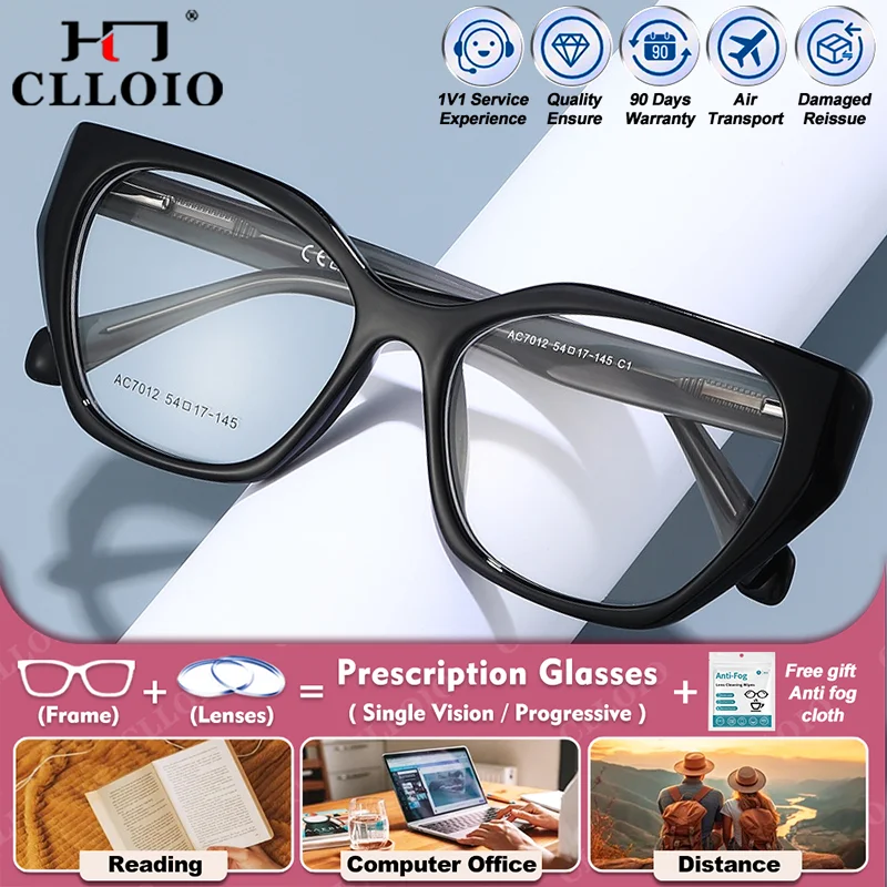 

CLLOIO Fashion Casual Prescription Glasses Women Blue Light Filter Butterfly Frame Myopia Glasses Progressive Reading Eyewear