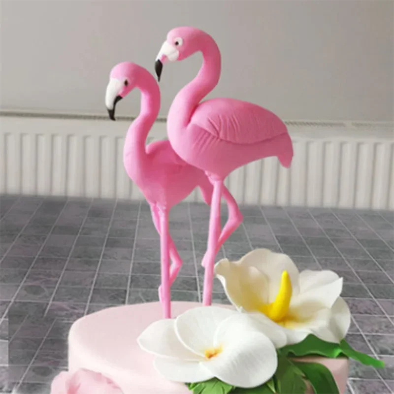 8CM Fashion Flamingo Cake Topper Tropic Party Summer Girl Birthday Wedding Decor Flamingo Gifts Hawaii Hawaiian Party Decoration