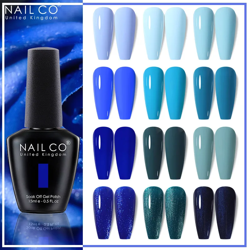 NAILCO HEMA TPO FREE Klein Blue Gel Nagellack Semi-Permanent Soak Off UV LED Gel 15 ml Glasflasche Nail Art Lacke Maniküre