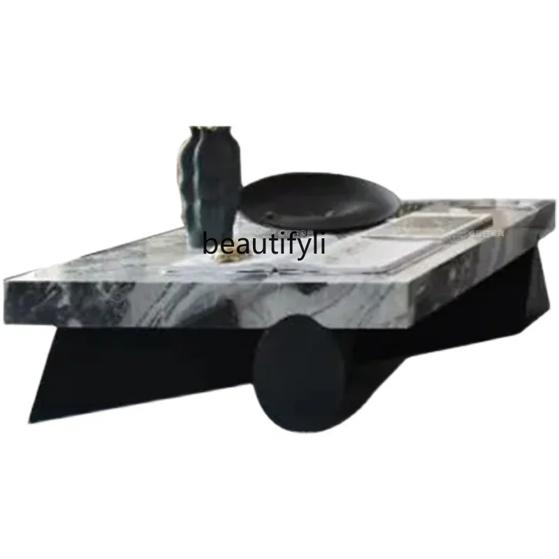 

Italian minimalist coffee table living room solid wood square coffee table post-modern light luxury marble