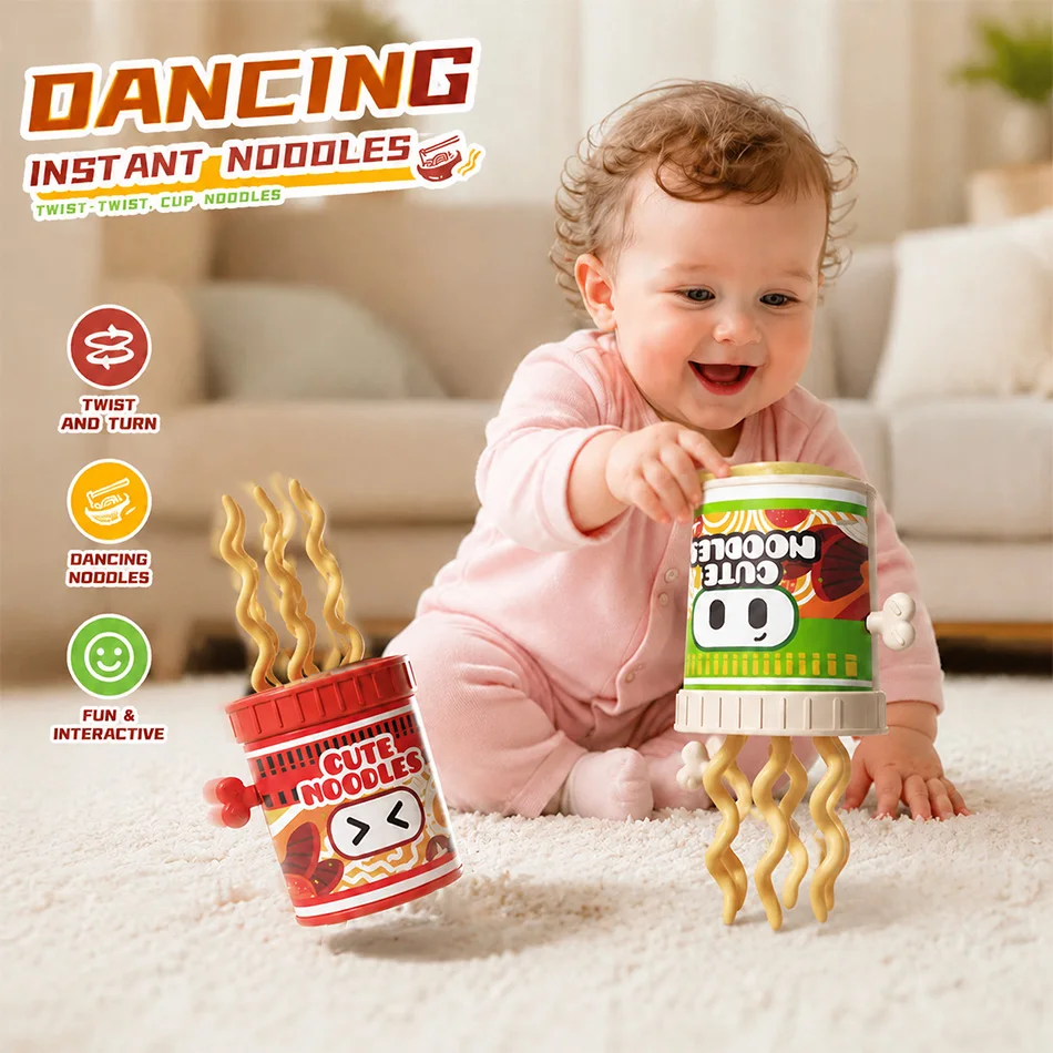 Juguetes de baile para bebés, juguetes de cuerda con forma de fideos instantáneos de maíz, juguetes educativos para niños que se mueven y gatean, regalos para niños