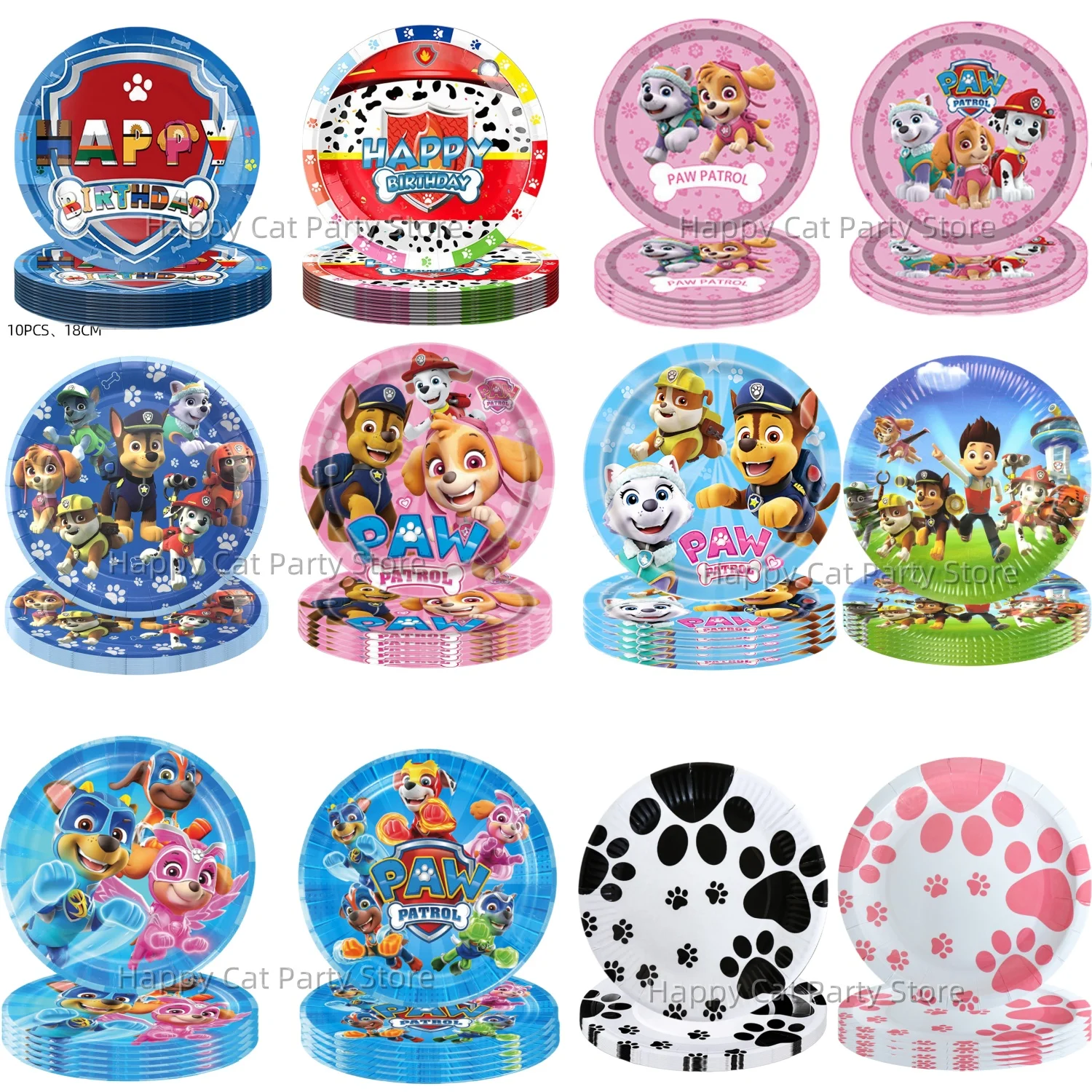 7/9 inch Paw Patrol Plate Birthday Party Decor Dogs Skye Disposable Paper Plate Baby Shower Kids Boy Girls Favor Party Supplies