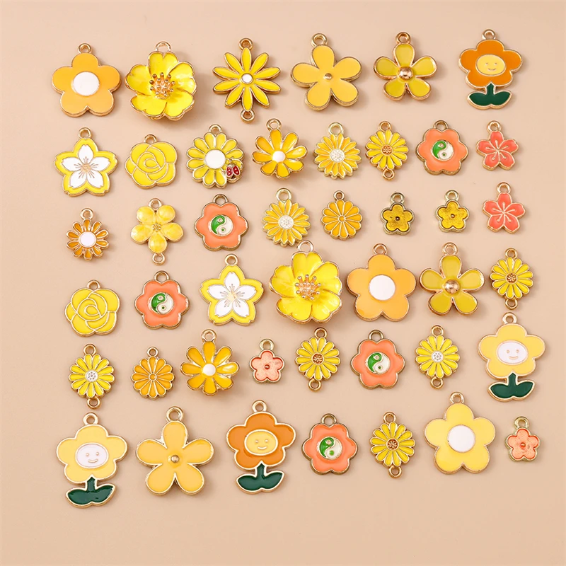 10/20 Stück Gemischte Zufällige Bunte Emaille-Blumen-Anhänger für Schmuckherstellung Ohrringe Halsketten Armbänder DIY Bastelbedarf – Detail 16