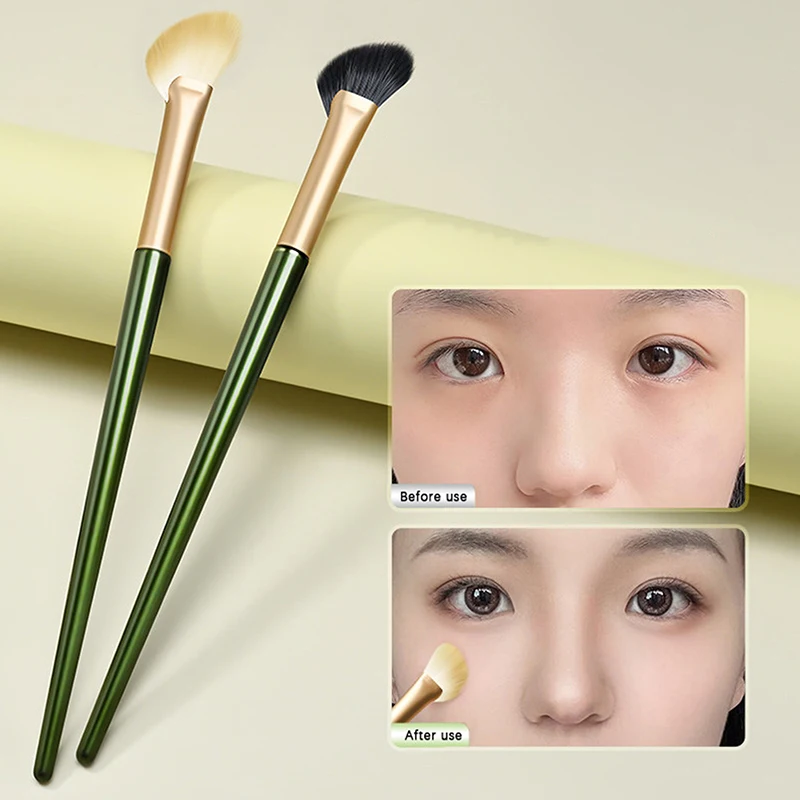 Flat Angled Contour Makeup Brush,Half Fan-shape Nose Shadow Brush,Professional Soft Highlighter Blush Make Up Tools