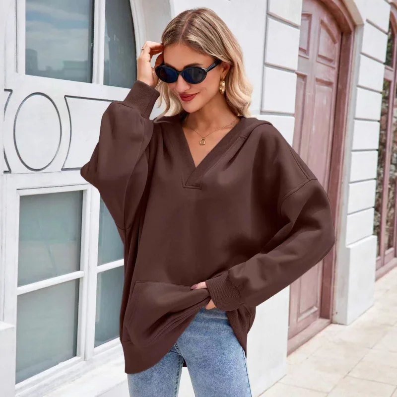 

Европейско-американская новая осенне-зимняя женская толстовка с капюшоном и карманом-кенгуру с длинными рукавами