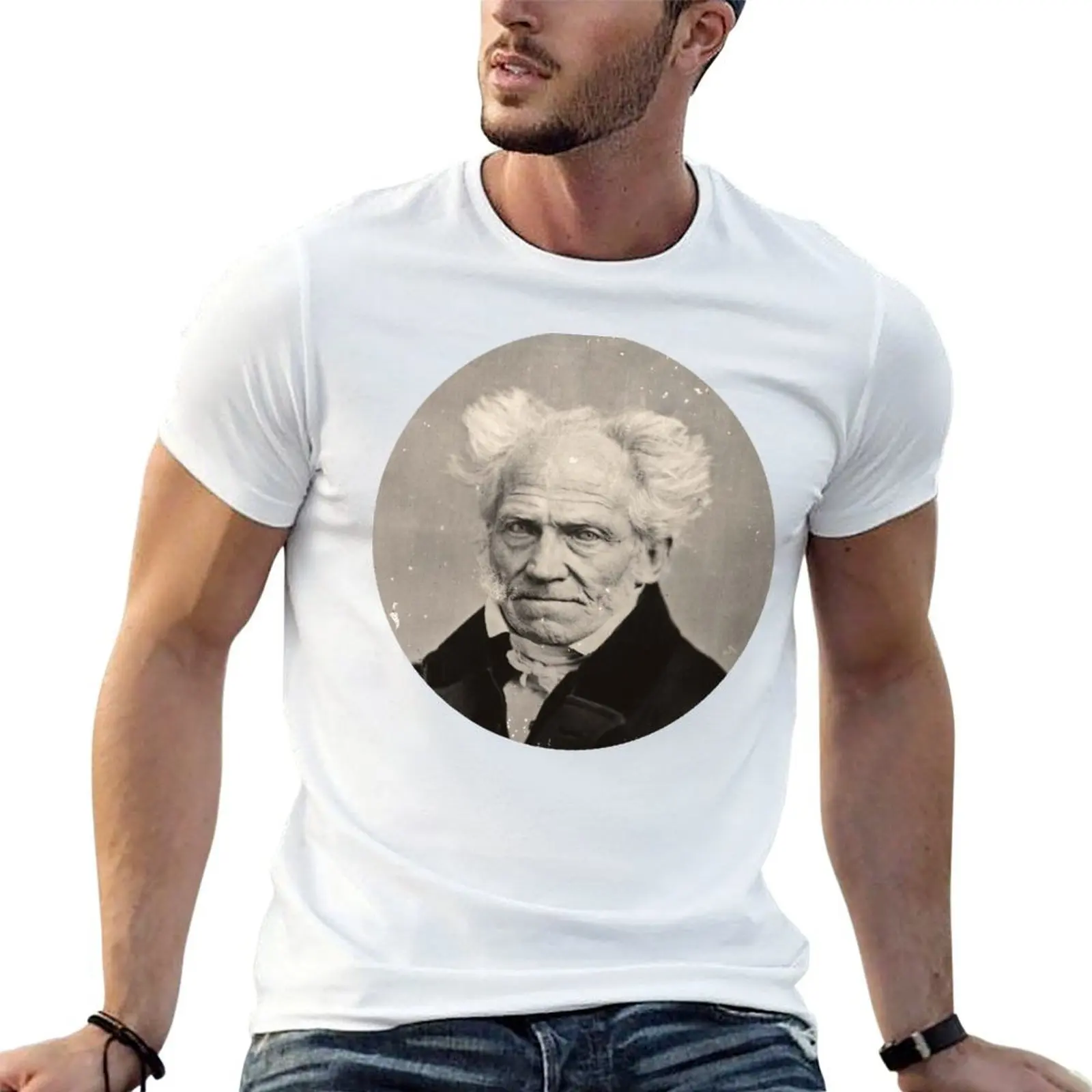 

Arthur Schopenhauer (sticker) T-Shirt man t shirt luxury cotton t shirts man 100% man t shirts high quality luxury brand T-Shirt