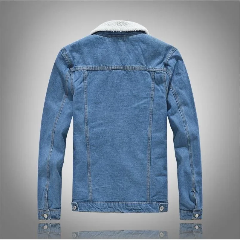 Autumn/Winter New Fashion Solid Color Lamb Wool Denim Jacket Men\'s Casual Thick Warm High Quality Plus-Size Jacket M-3XL