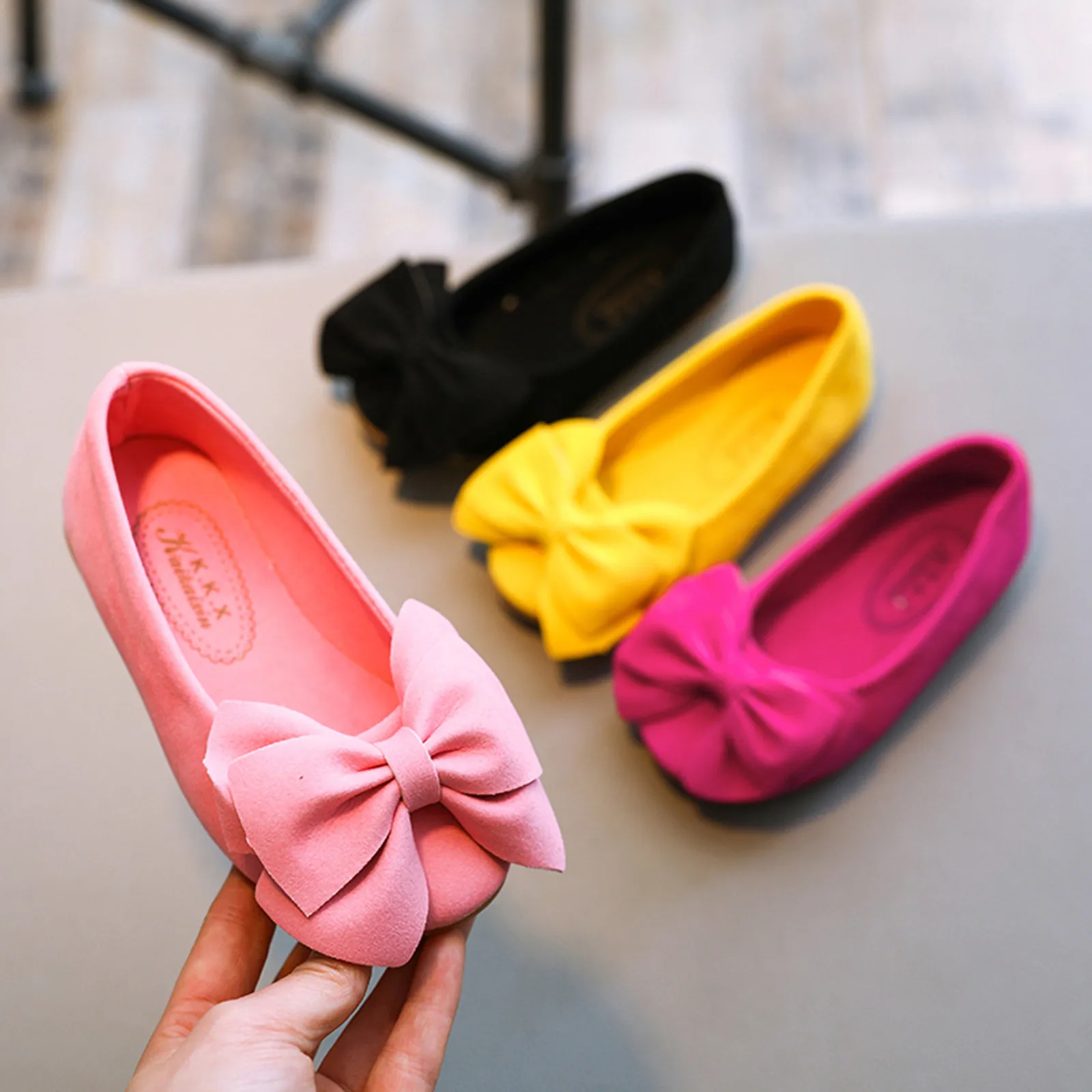 Children Kid Bowknot Flat Shoes Student Single Soft Dance Princess Shoes Girl Sweet Flats Shallow Boat Shoe 2024 Summer Autumn