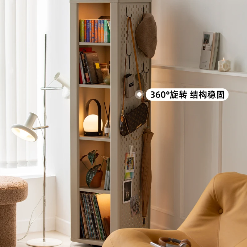 Floor mirror dressing integrated 360-degree bookcase