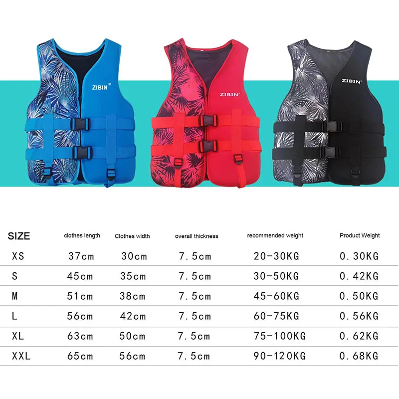 Giubbotto di salvataggio in neoprene per bambini adulti Nuova giacca di galleggiamento per sport acquatici Giubbotto di salvataggio Nuoto Canottaggio Sci Gilet di guida Alla deriva