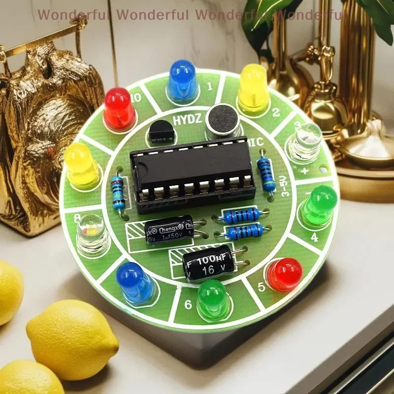 مجموعة CD4017 الإلكترونية DIY؛ إضاءة LED تعمل بالصوت وتغيير الألوان لمختبرات الطلاب #1