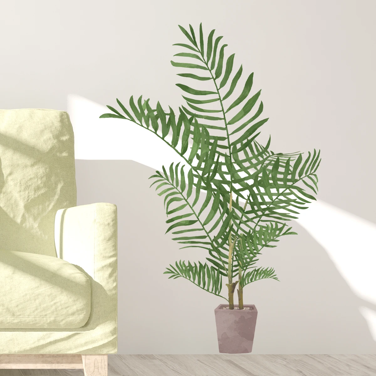 1pc Realistic Watercolor Green Plant Potted Wall Stickers for Living Room Decor Children Room Home Decoration Wall  Decals view 3