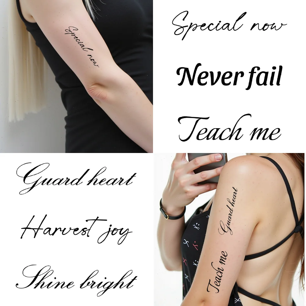 42 pièces tatouage temporaire citations positives mots autocollants de tatouage temporaire Phrases de motivation lettre pour hommes femmes cuisses