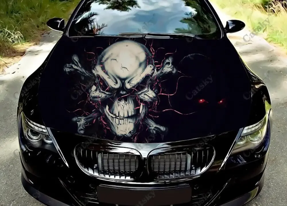 

skull Car hood vinyl sticker wrap packaging film hood decal sticker universal car hood protective film