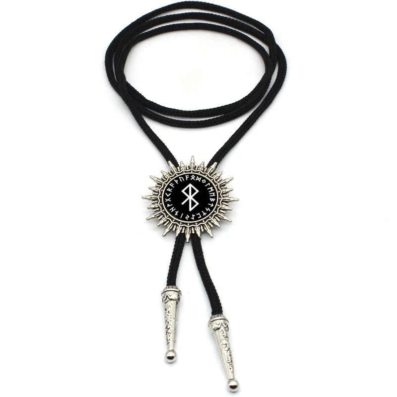 BOLO-0013 New Arrival Viking Peace Rune in Runic Circle Cowboy Bolo Tie Steampunk Pendant Jewelry Glass Cabochon Neck Tie