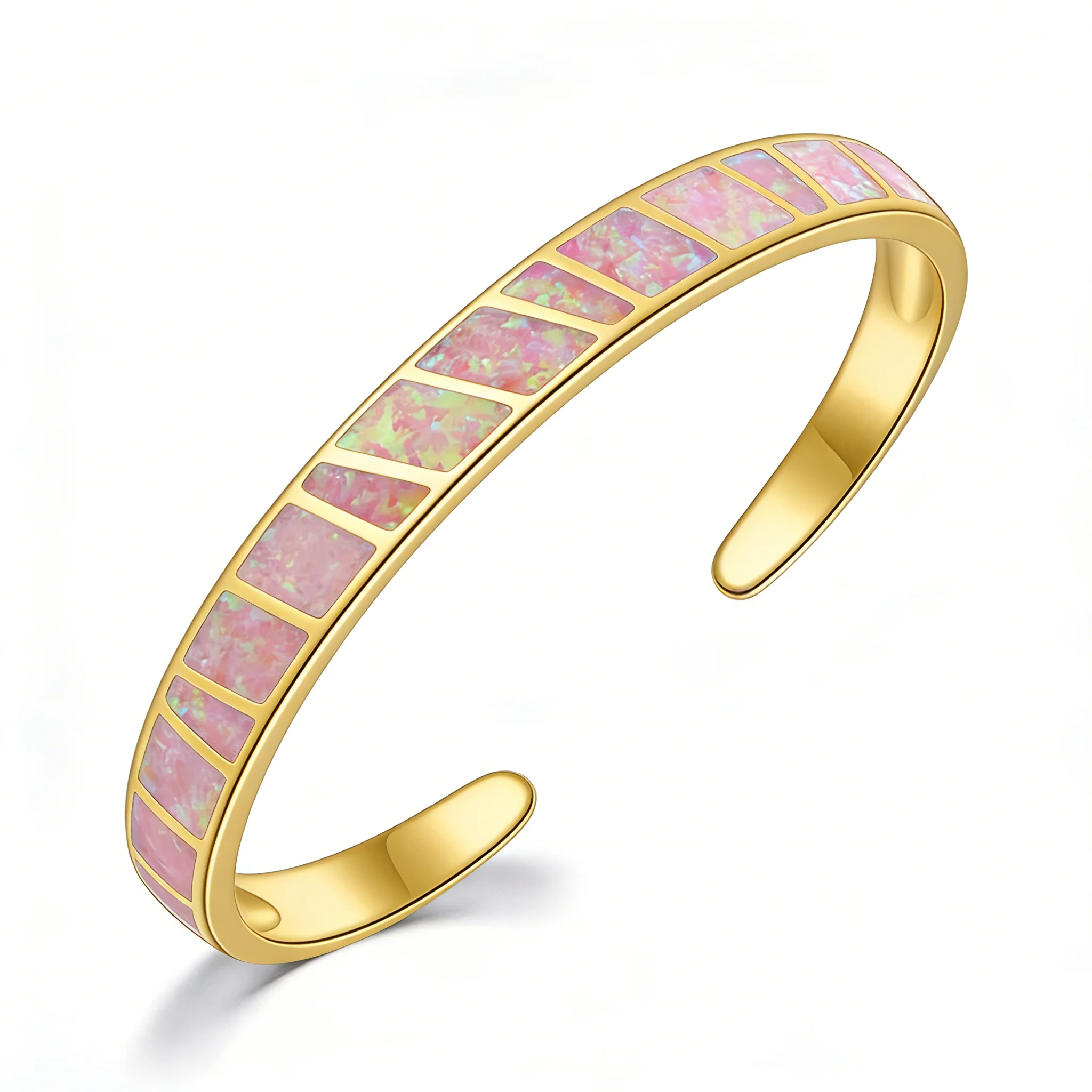 Blaues Opal-Manschettenarmband für Damen, silberfarbenes Statement-Armreif, stapelbarer Boho-Schmuck als Geschenk für Mädchen und Frauen – Detail 12