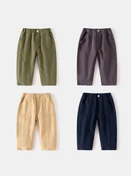 MILANCEL 용수철 어린이 캐주얼 바지, 2-6T 소녀, 귀여운 단색 바지, 얇은 스타일, 어린이 루즈 팬츠, 신제품