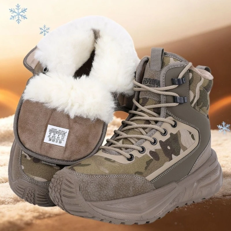 2026 New Arrival Hiking Shoes For Men Winter Outdoor Walking Shoes Man Warm Fur Mountain Hiking Shoes Mid-Top Men Shoe Mountain