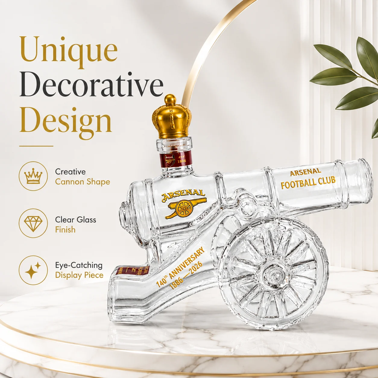 Cannon Shaped Glass Decanter 350ML Creative Whiskey Liquor Bottle Vintage Style Home Bar Decoration Gift