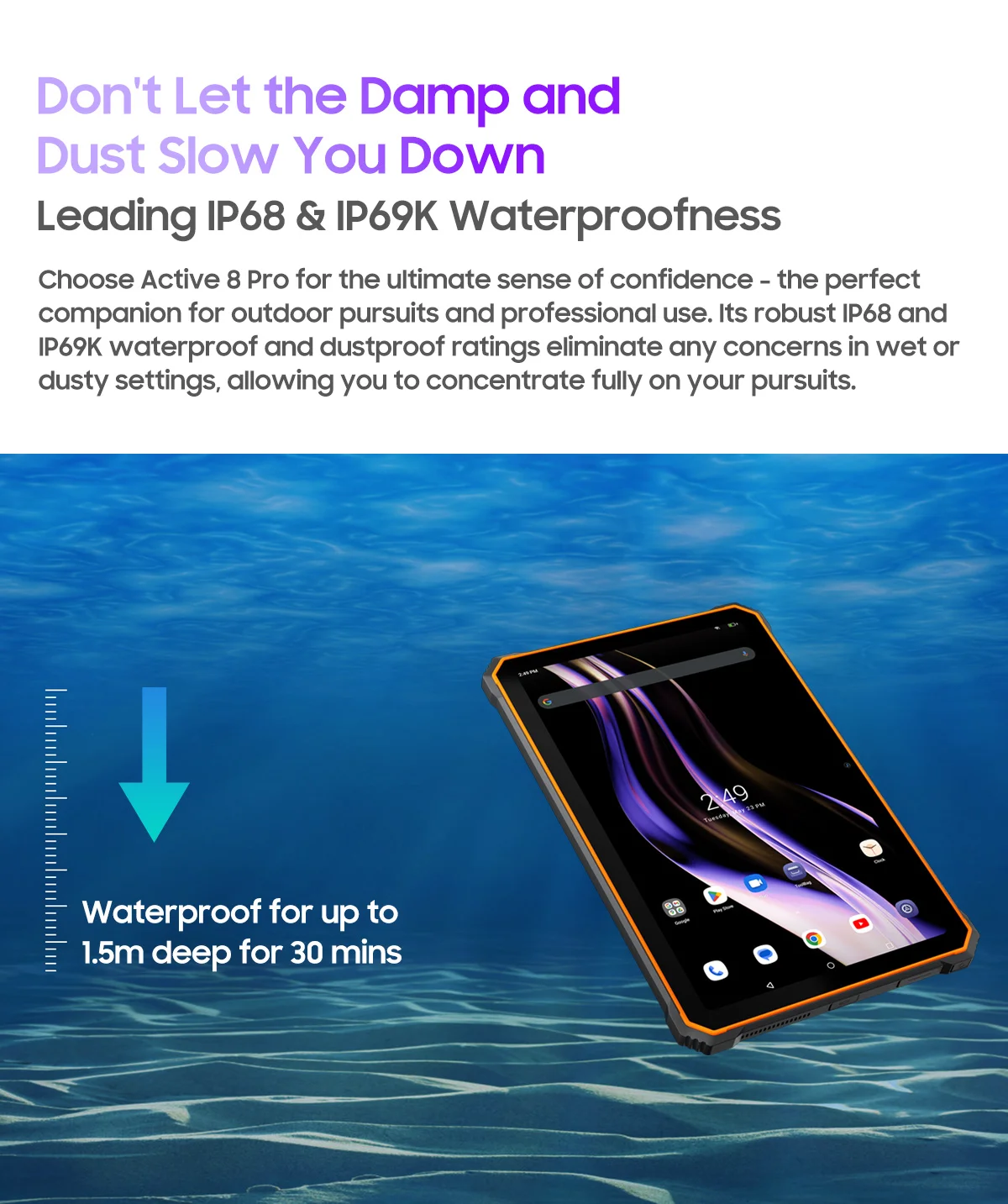 Global Version Blackview Active 8 Pro Rugged Tablet 10.36" Display Helio G99 16GB+256GB 22000mAh 48MP+16MP Android 15 Tablets PC