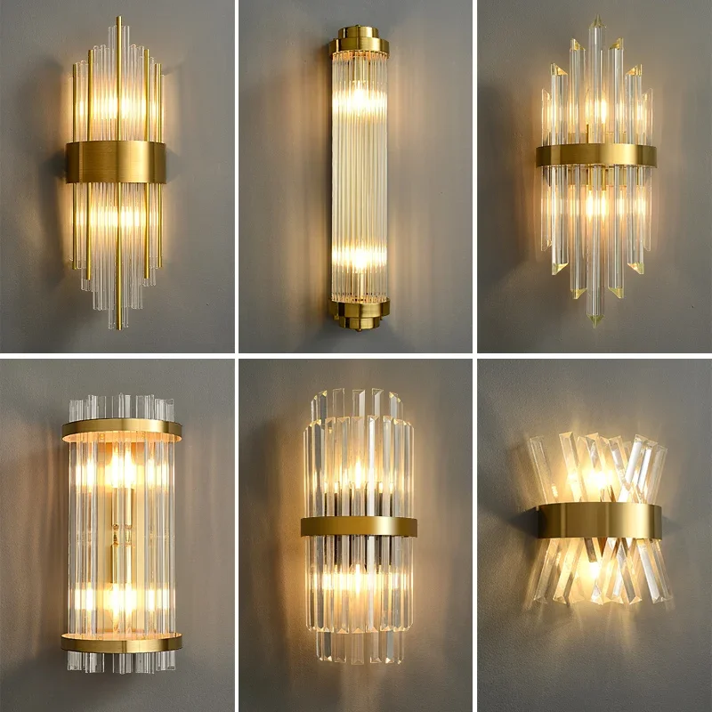 Minimalist Crystal Wall Lamp Indoor Lighting 110v 220v Sconce Luxury Light Villa Wall Lights For Living Room Bedroom Dining Room