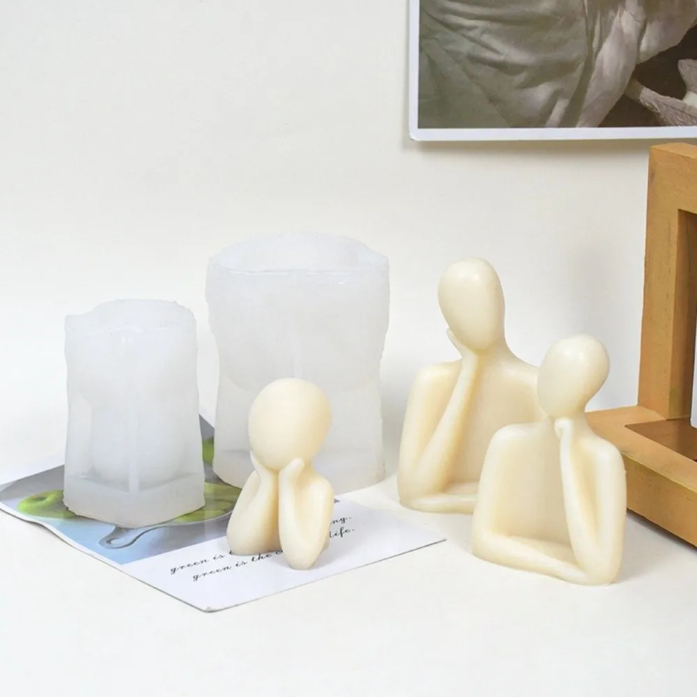 

3pcs Abstract 3D Silicone Mold Set Human Statue Handmade Craft Aromatherapy Candle Mold Family DIY Gypsum Resin Mold Home Decor