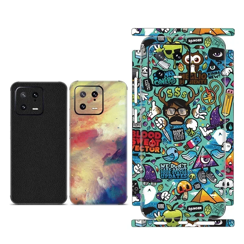 3M Material Cute Pattern Matte Film Skin Phone Back+Sides Sticker For XIAOMI 13 Ultra 14 Pro Redmi Note 13 12 Turbo Cartoon Wrap
