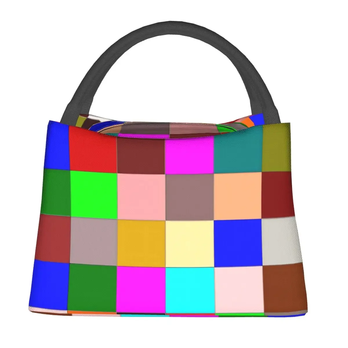 

Rainbow Color Block Lunch Bag For Unisex Checkerboard Lunch Box Leisure School Cooler Bag Portable Waterproof Tote Food Bags