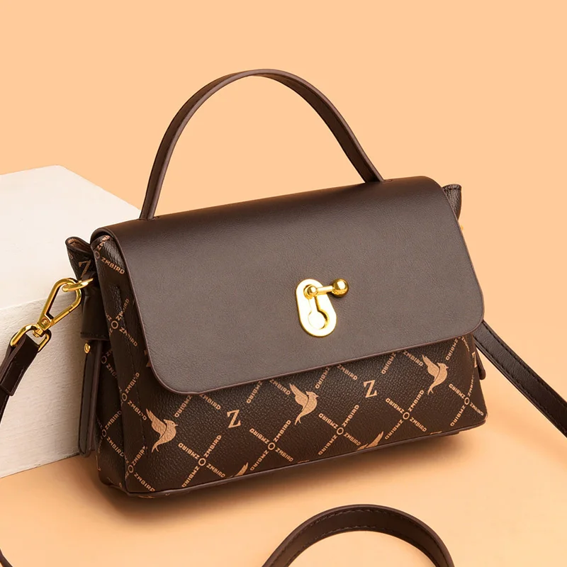 Brand Designer Handbag Women's 2024 Fashion Shoulder Bag High Quality Leather Casual Purse Women's Printing Crossbody Bag Sac