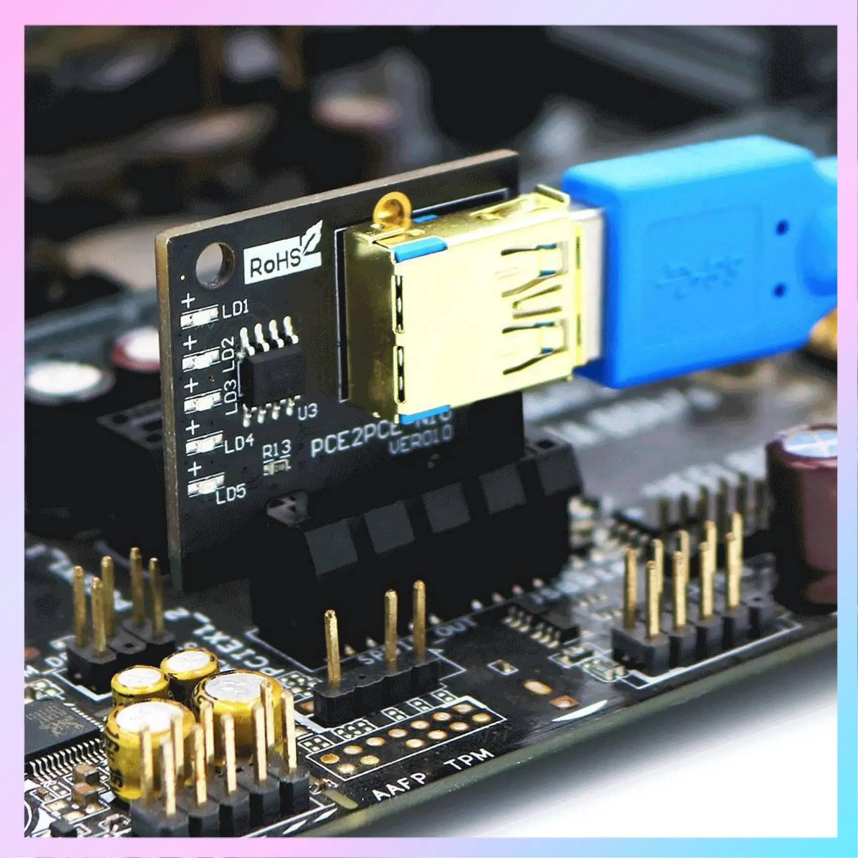 

T23C New Version Horizontal Installation 009S Plus PCI-E 1X To 16X Extender Adapter With Blue Flash LED For BTC Miner