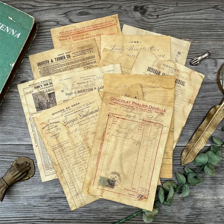12 folhas artesanais de café tingido, material de bilhete vintage, papel lixo, diário efêmero, artesanato, faça você mesmo, material de scrapbooking