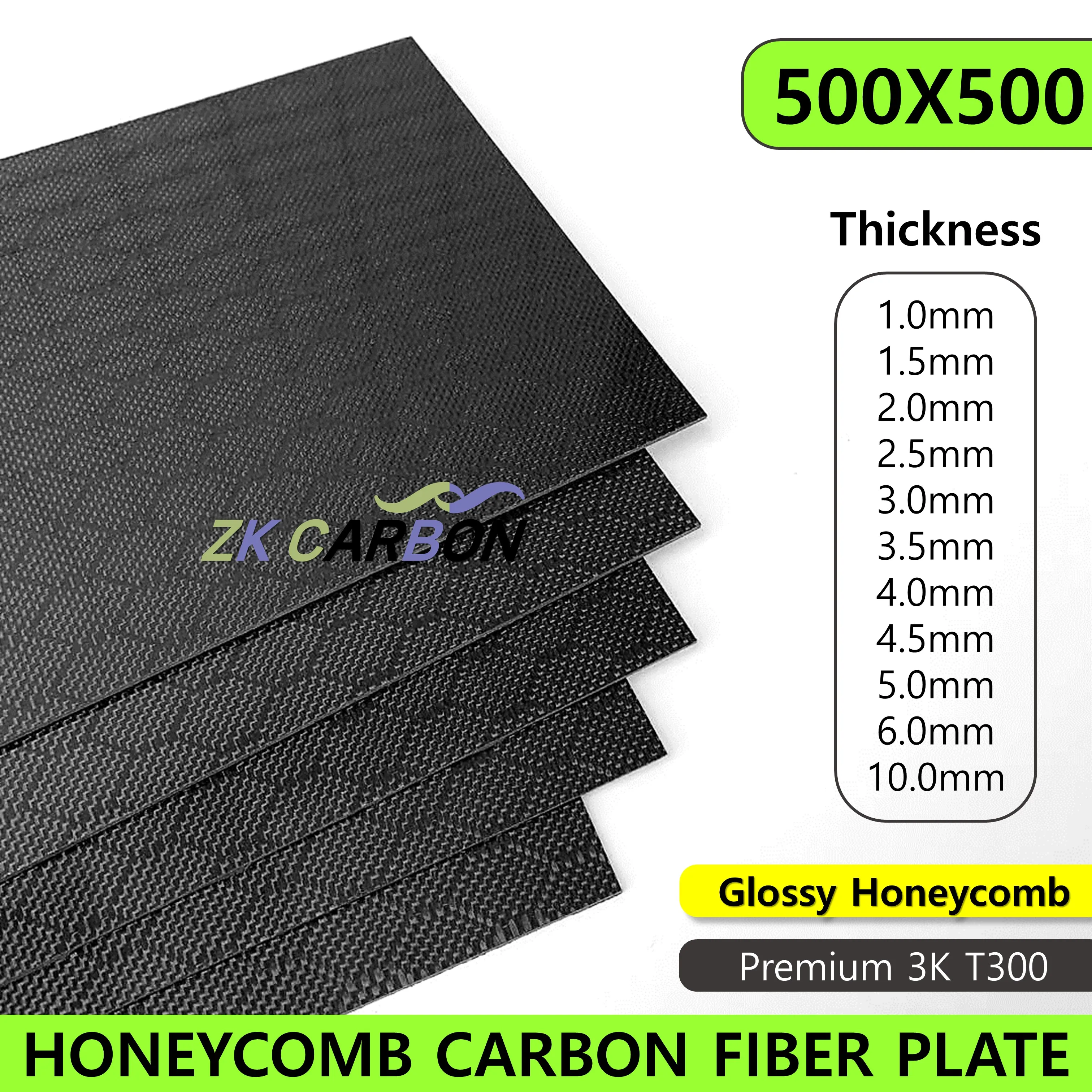 500x500mm Honeycomb Texture Surface Carbon Fiber Plate Sheet Glossy Carbon Fiber Plate 3K High Composite Hardness Material