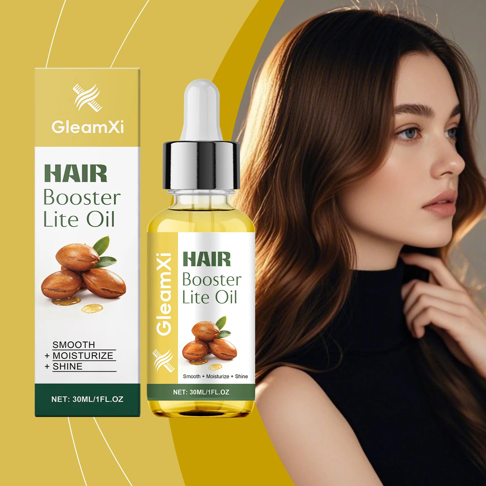

Lightweight Hair Care Oil - Moisturizes Boosts Shine Massages Scalp Smooths Strands Strengthens Roots Reduces Hair Fall
