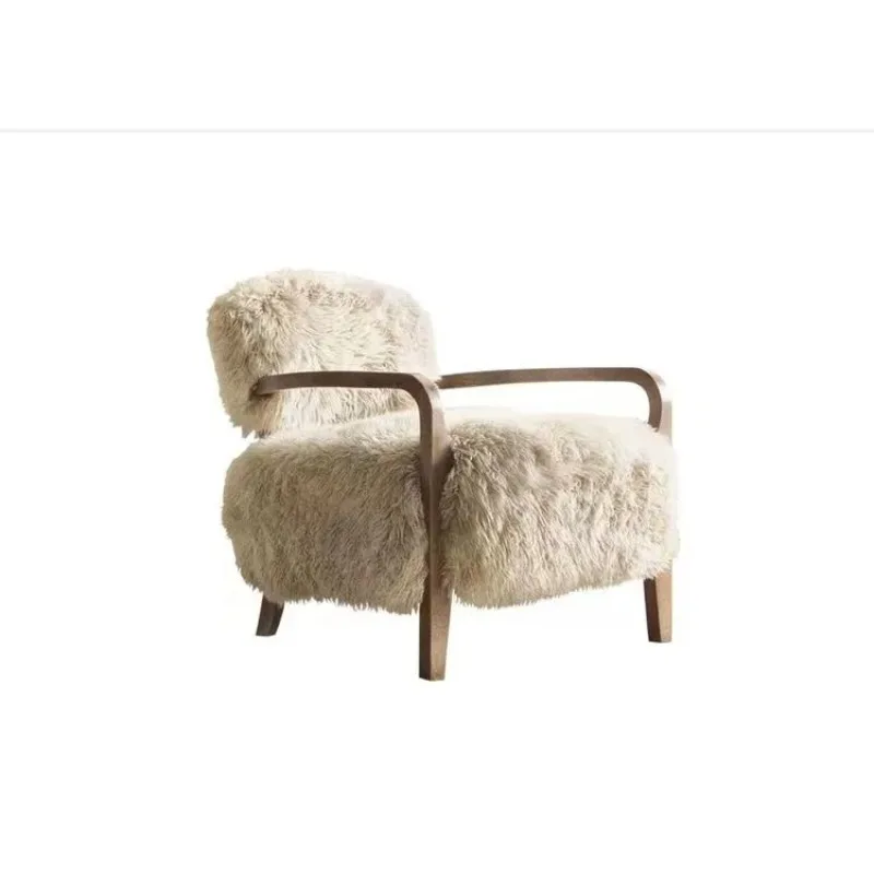 

Runxi Yeti sheepskin Lounge armchair Living Room Chair Fabric Leather Upholstered Living Room Home Furniture