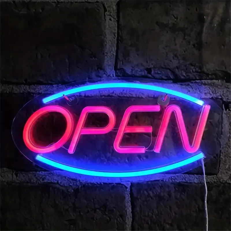 Znak OPEN Neon LED, neonowy znak USB, wystrój ściany sypialni, niebieskie i czerwone, niestandardowe oświetlenie znak biznesowy, wystrój okna drzwi