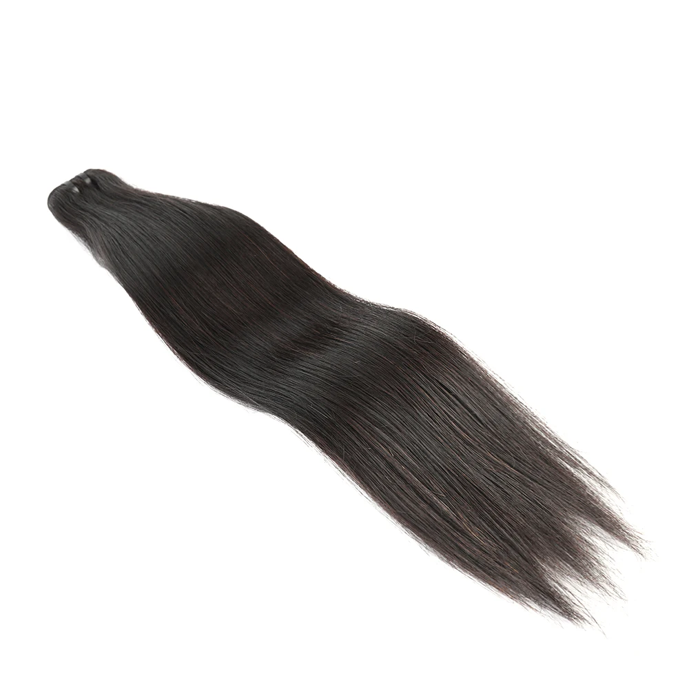 Extensiones de cabello humano virgen malasio, mechones de cabello humano liso, sin procesar, color negro, 100%, 12A, 1 o 3 mechones