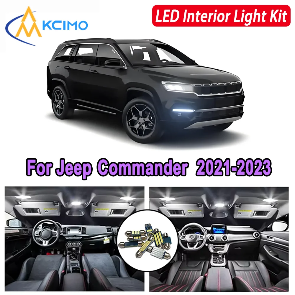 

Kcimo LED For Jeep Commander 2021 2022 2023 Premium Bright LED Interior Dome Map Trunk Light Kit Car Led Lamps Canbus Car LED