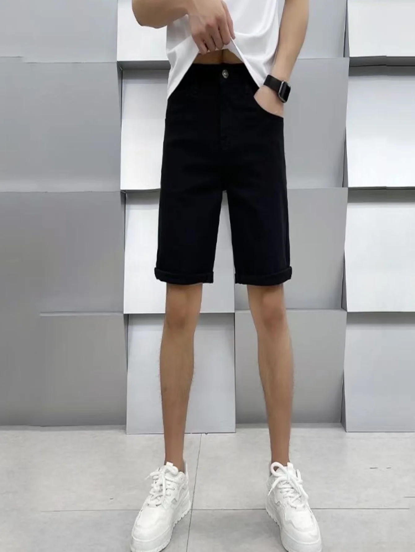 

Men's Skinny Fit Black Jorts Original Casual Wear Y2K Drip Jeans Pants Style