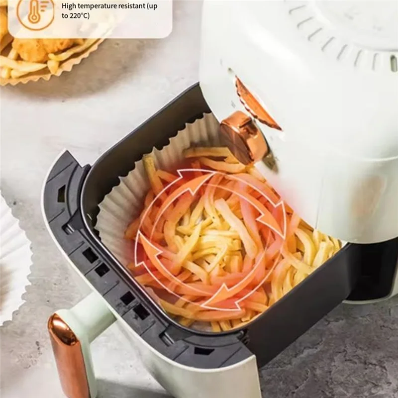 YCOC-100PCS مقلاة هوائية مقاومة للزيت ومقاومة للماء بطانات ورقية للاستعمال مرة واحدة 20 سم صفائح صينية الخبز