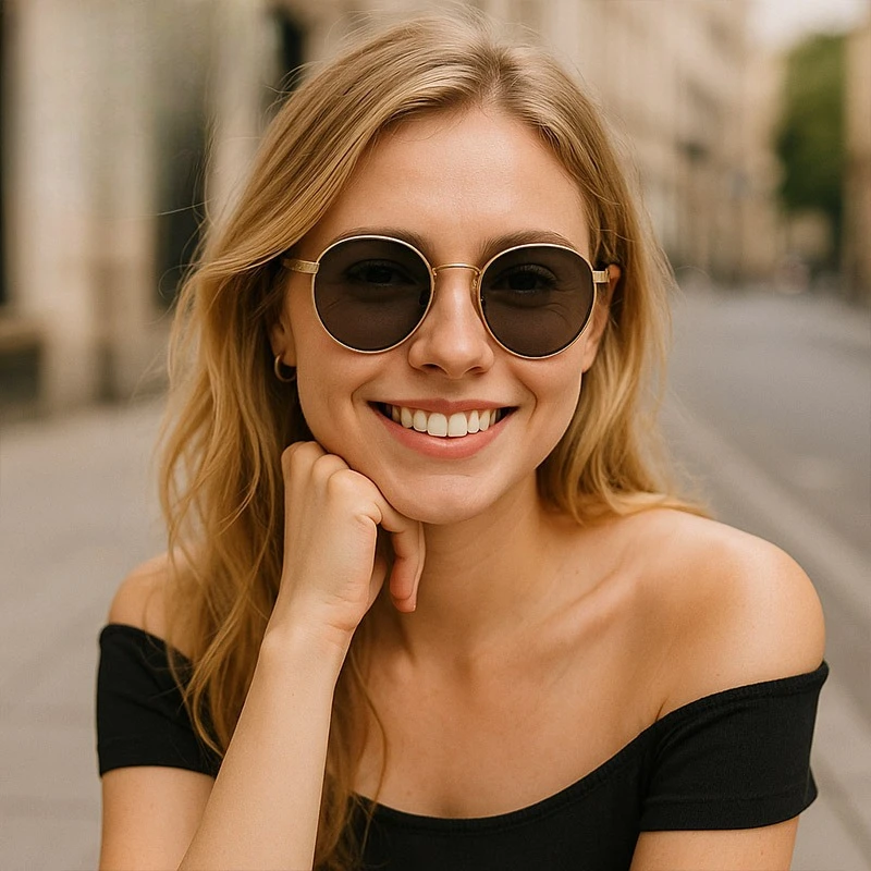 

Fashionable men's and women's small round frame retro sweet cool style sunglasses, with a European and American design sense,