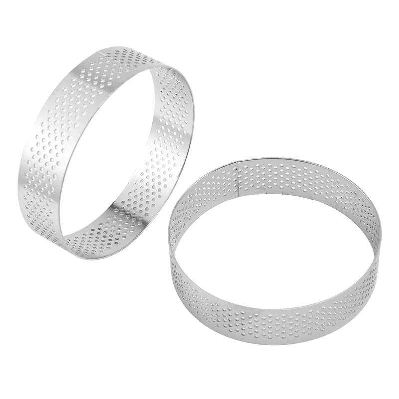 24 Pack Stainless Steel Tart Rings, Heat-Resistant Perforated Cake Mousse Ring,Cake Ring Mold,Round Cake Baking Tools