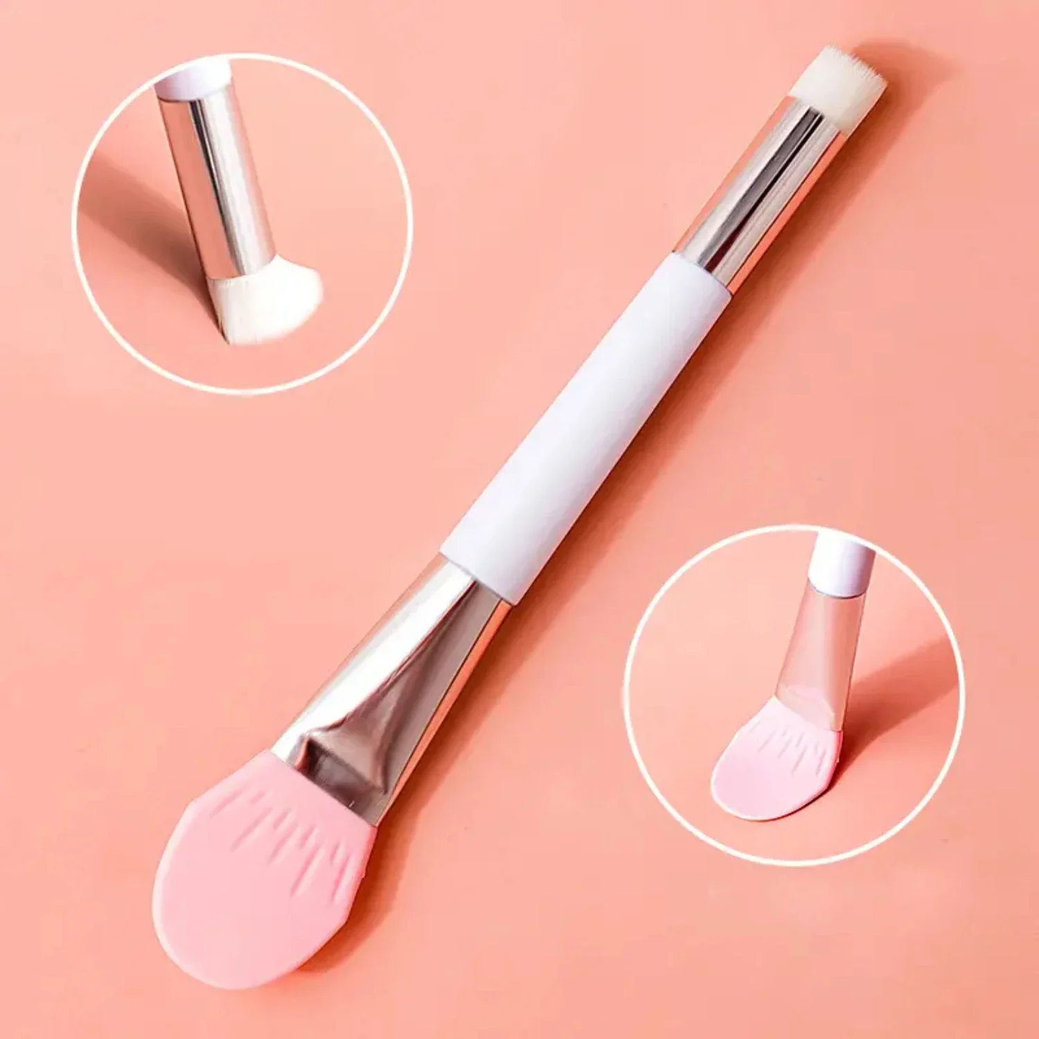 Brosse pour masque facial en Gel de silice souple à Double tête pour masques de boue homogènes-outil de nettoyage doux pour masques de sommeil et Tu Mo Shi