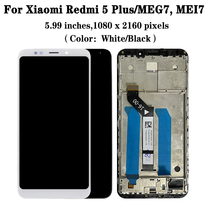 5.99“inch For Xiaomi Redmi 5 Plus MEG7 MEI7 LCD Display Touch Screen For Redmi 5Plus LCD Digitizer With Frame Replacement Repair