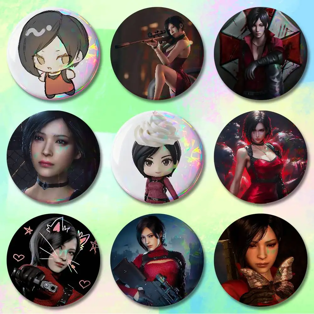 

R-Resident E-Evil Ada Wong Enamel Pin Tinplate Round Brooch Cosplay Nijigen Otaku Culture Badges 58mm 44mm 32mm 75mm 25mm