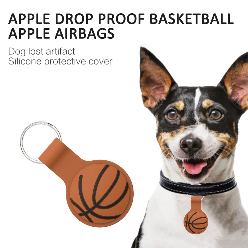 Silicone Case For Airtags Locator Silicone Protective Sleeve Cartoon Storage Dust Sleeve Basketball Cute For Air Tag Key Ring