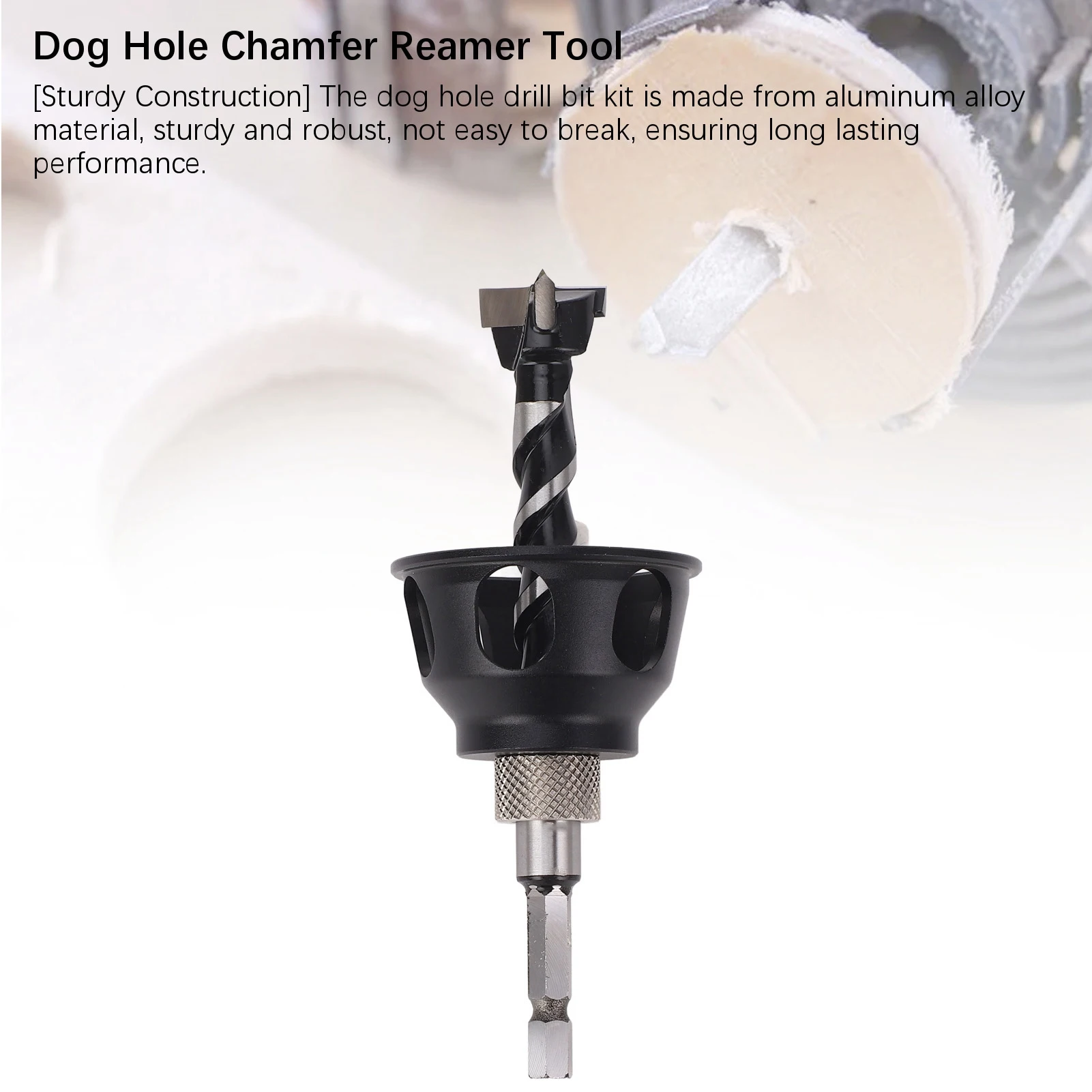 

Dog Hole Chamfer Reamer Tool Quick Adjustment Sturdy Drilling Dog Hole Deburring Trimmer Aluminum Alloy for Workbench